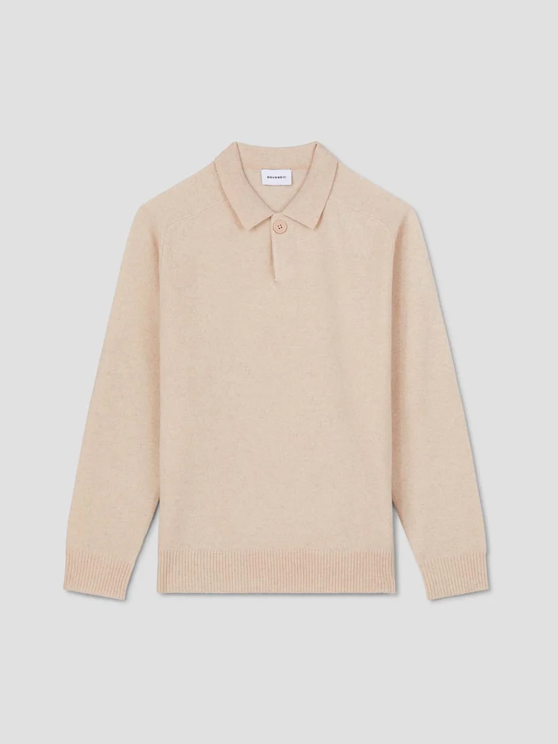 Pull col boutonné en cachemire mélangé