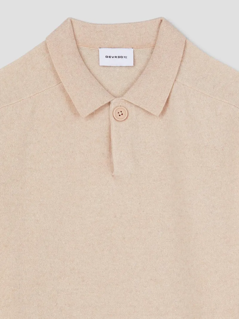Pull col boutonné en cachemire mélangé