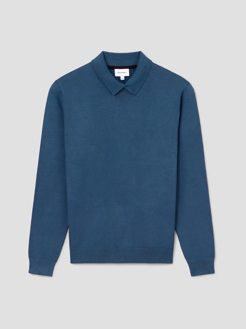 Pull col polo viscose certifiée mélangée