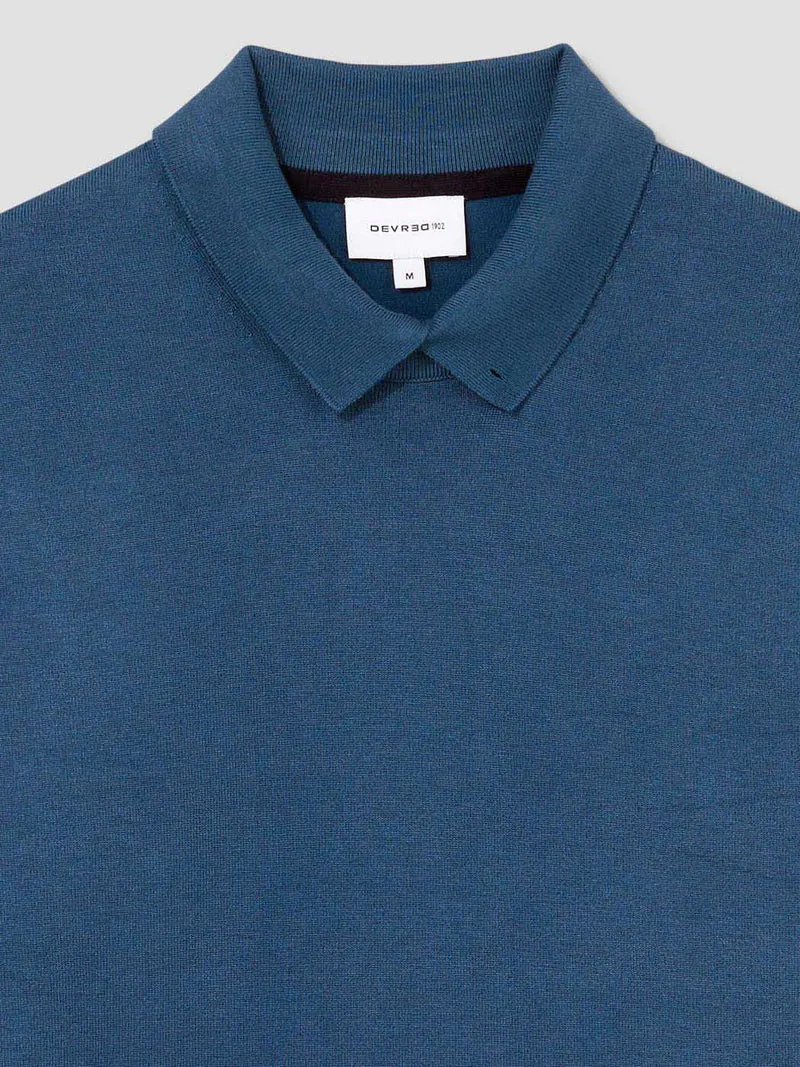 Pull col polo viscose certifiée mélangée