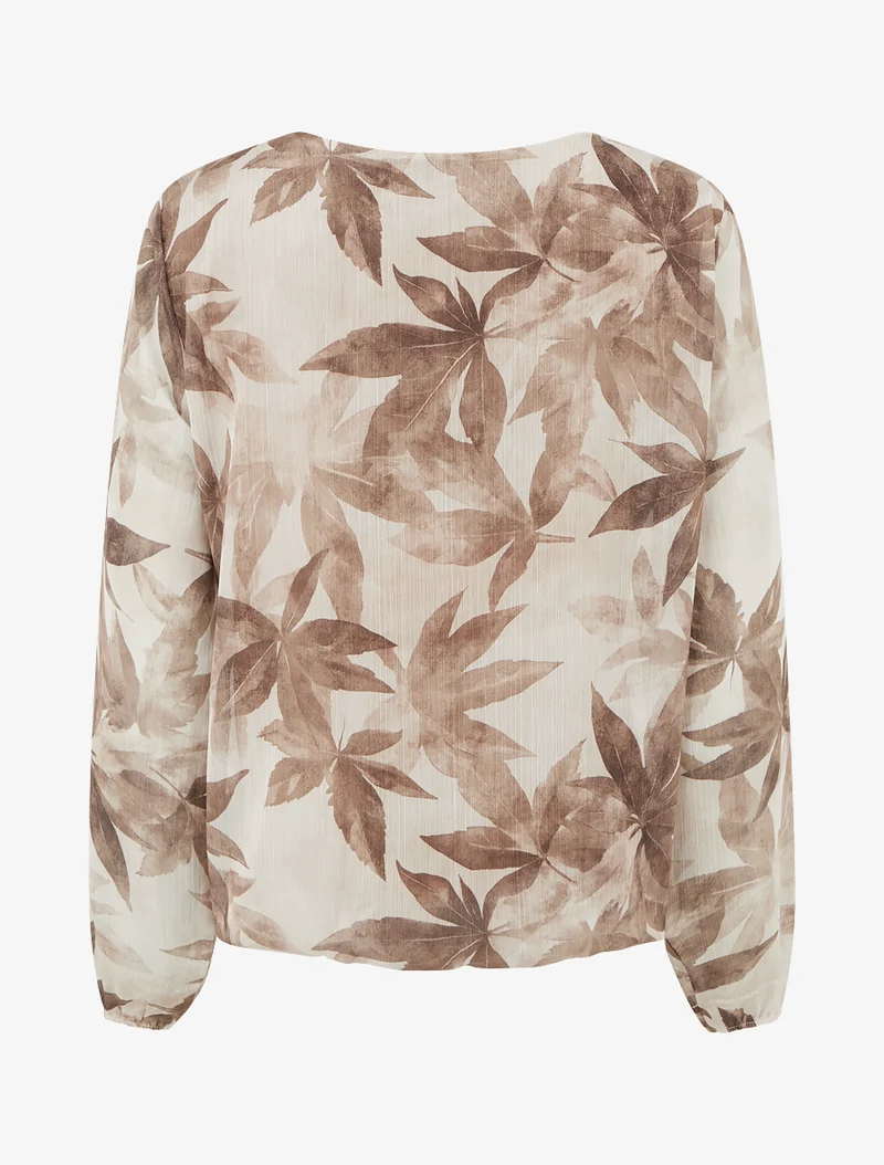 Top boule irisé imprimé feuilles - Taupe