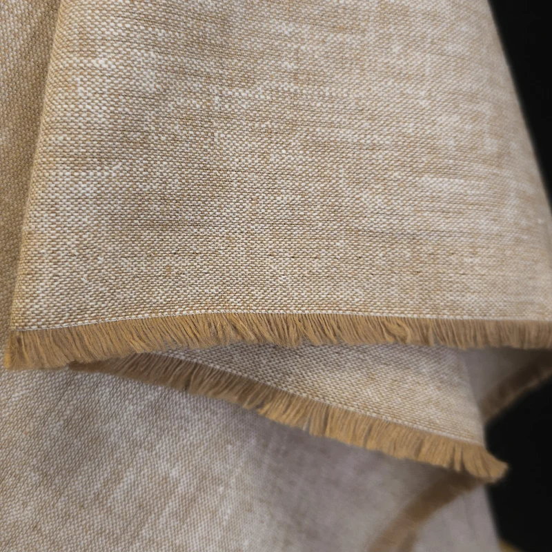 Tissu mélange lin et coton tissé teint