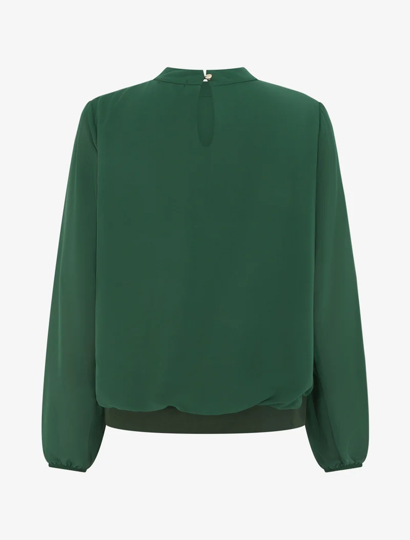Blouse unie à poignets élastiqués - Vert sapin