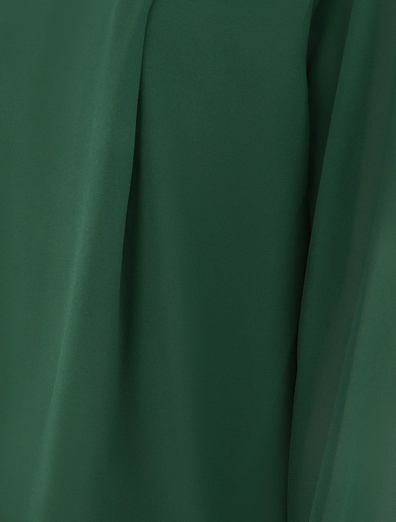 Blouse unie à poignets élastiqués - Vert sapin