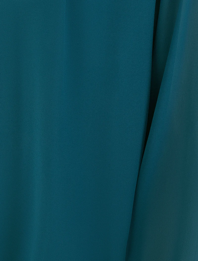 Blouse unie à poignets élastiqués - Bleu canard