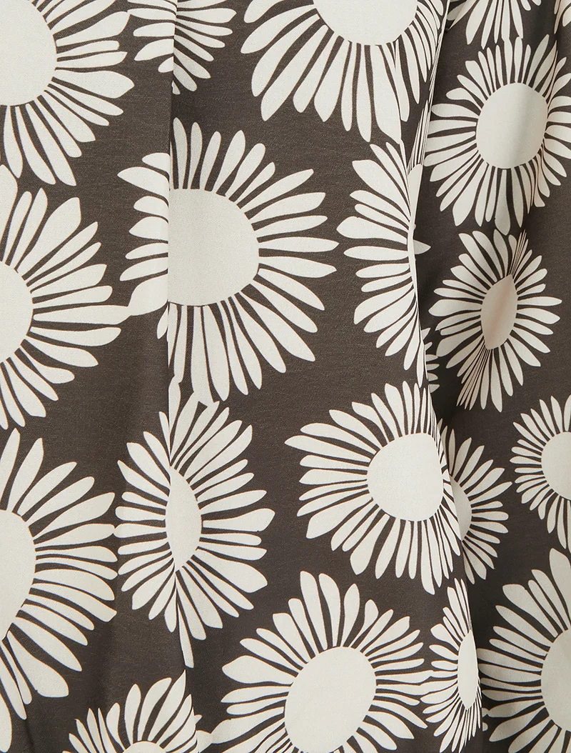 Blouse imprimé fleurs à poignets élastiqués - Marron
