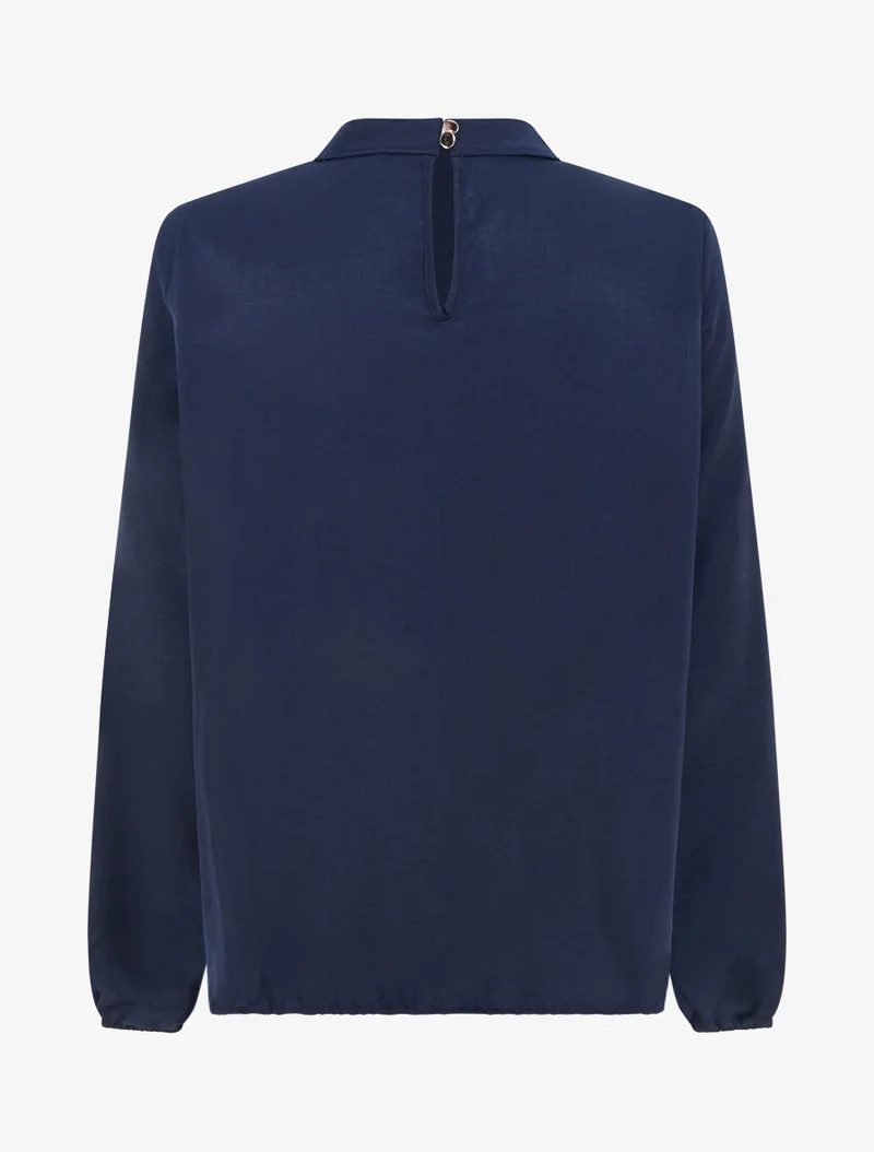 Blouse satinée à poignets élastiqués - Marine