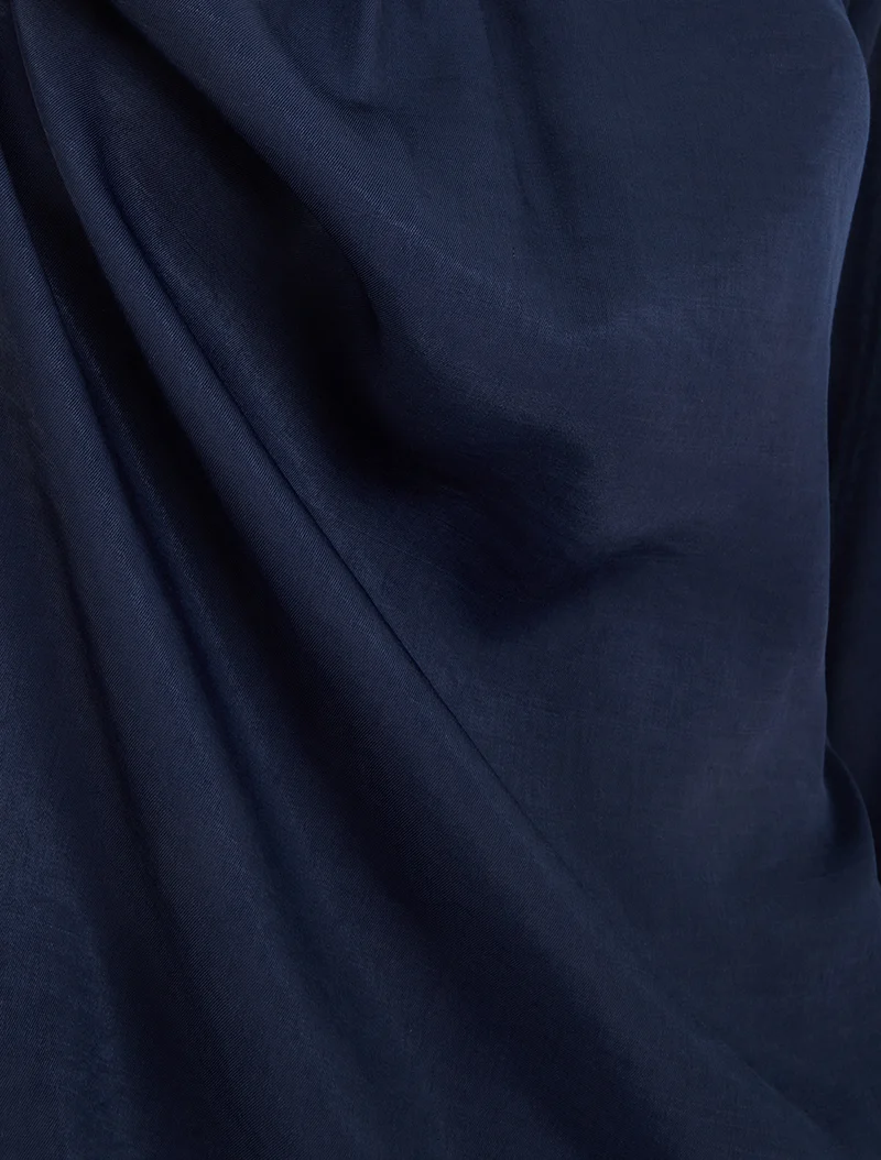 Blouse satinée à poignets élastiqués - Marine