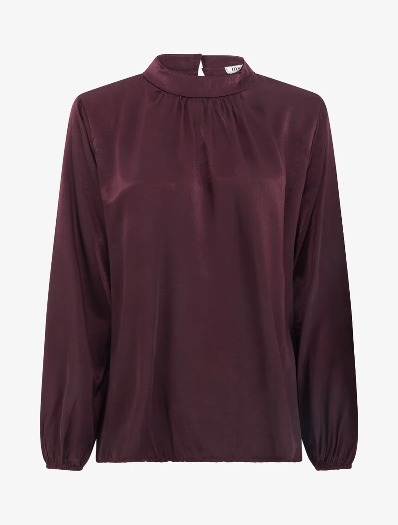 Blouse satinée à poignets élastiqués - Prune