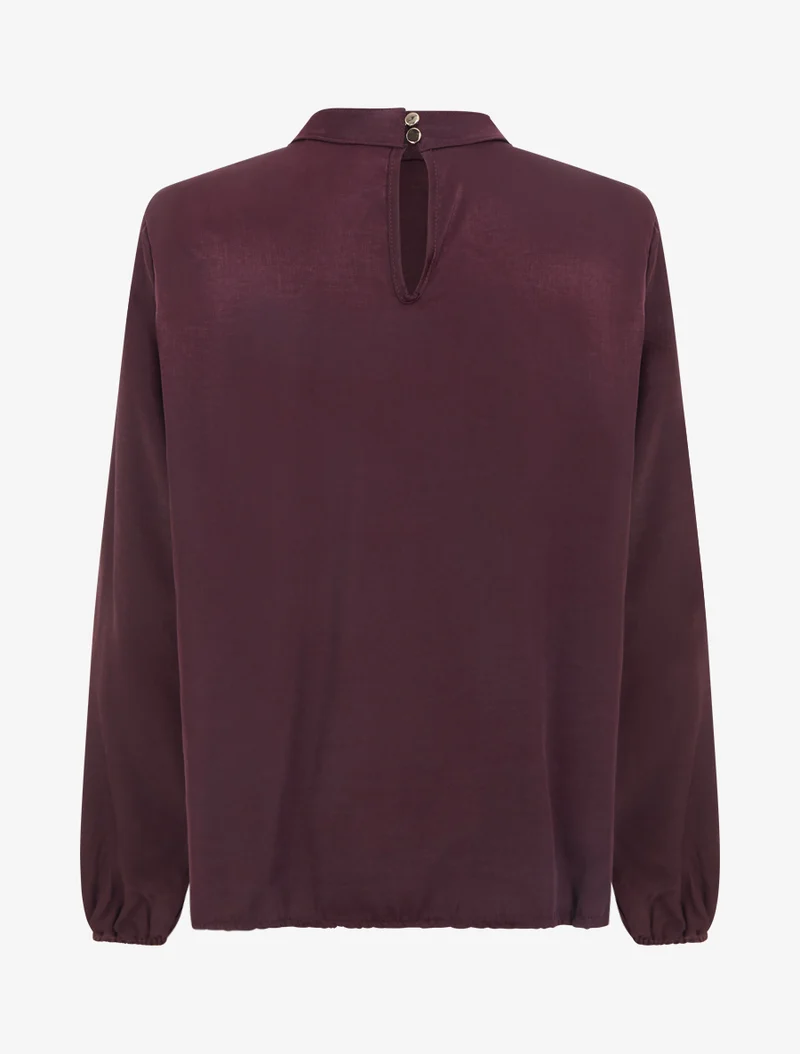 Blouse satinée à poignets élastiqués - Prune