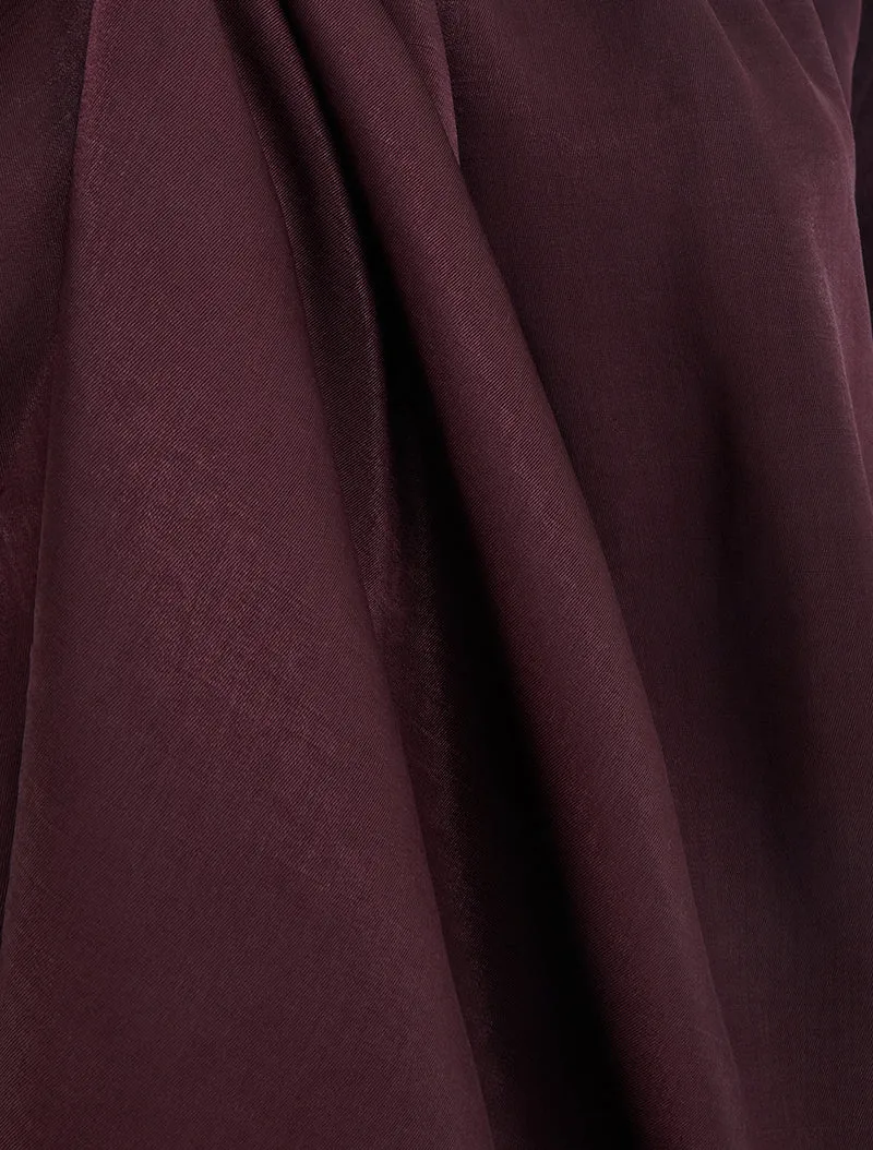 Blouse satinée à poignets élastiqués - Prune