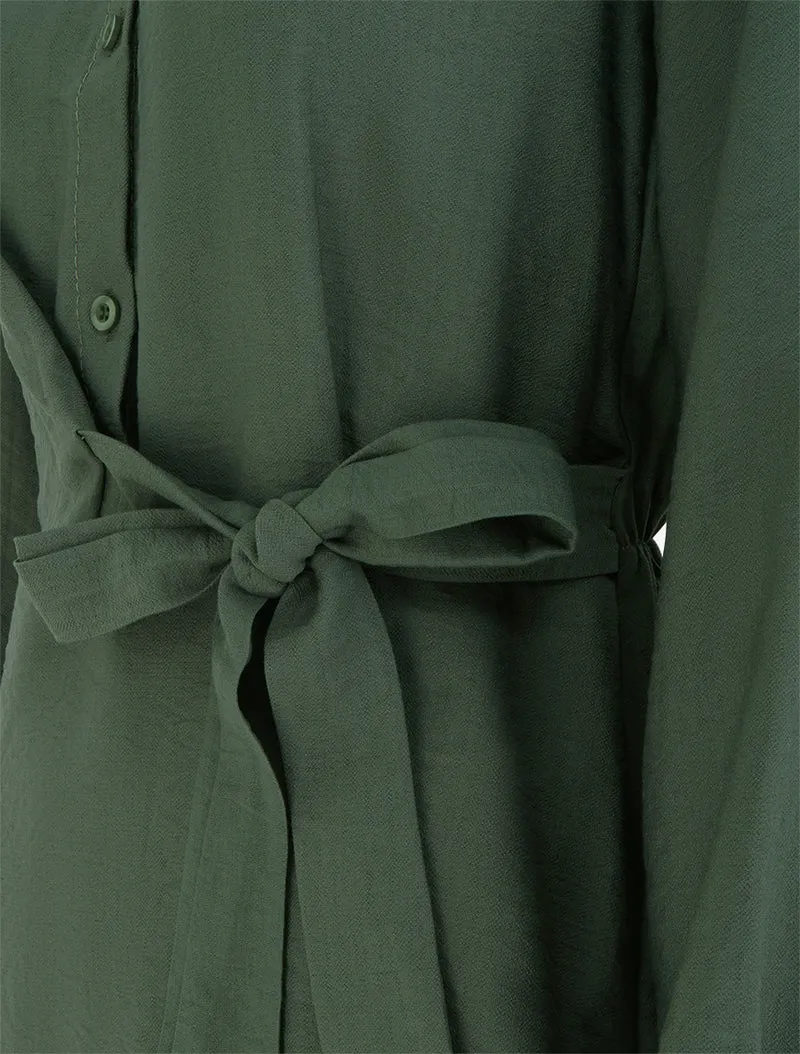 Top manches longues style chemise à nouer - Kaki