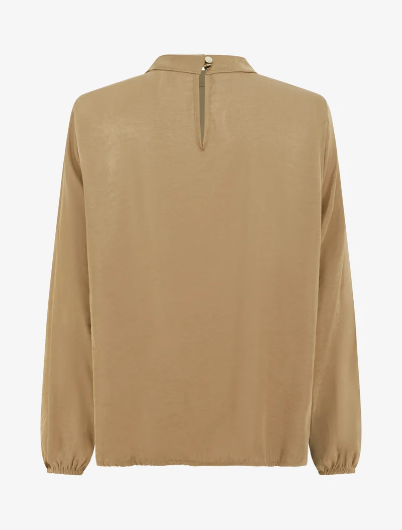 Blouse satinée à poignets élastiqués - Camel