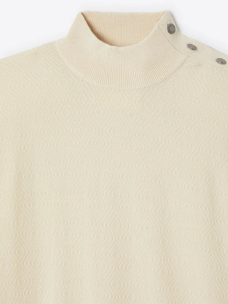 Pull col cheminée épaule boutonnée