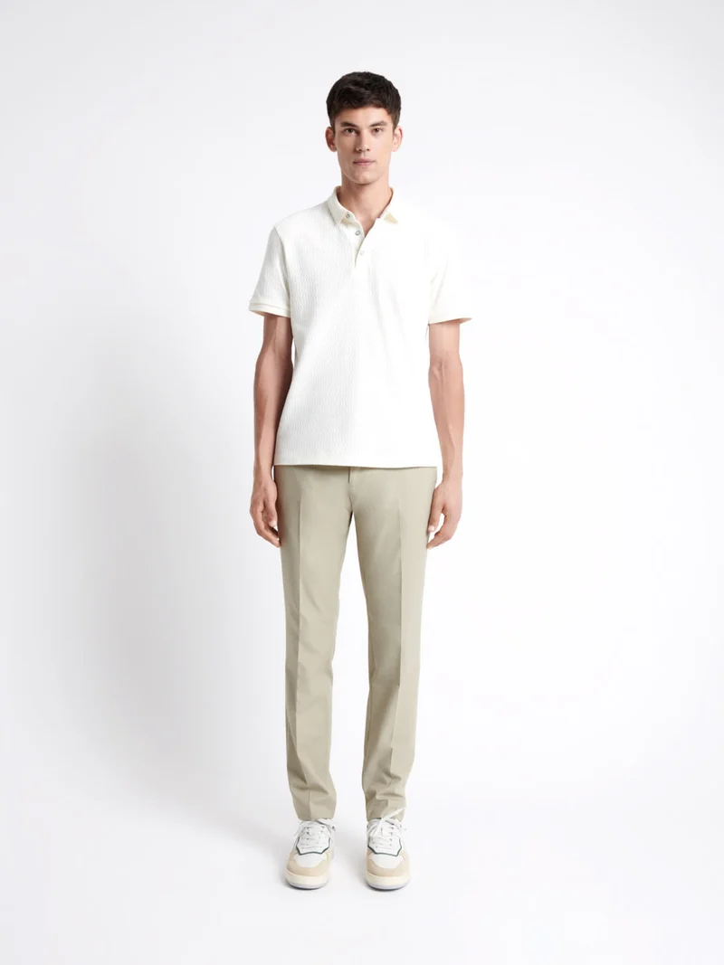Polo manches courtes à relief 100% coton