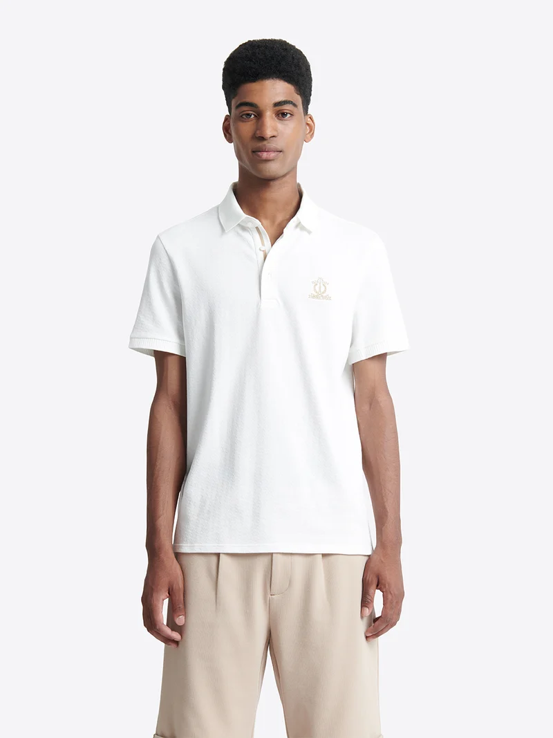 Polo manches courtes brodé en coton