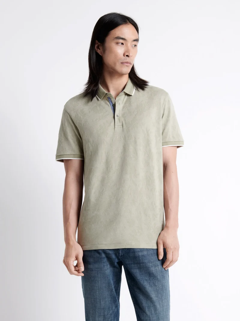 Polo manches courtes fleuri en coton