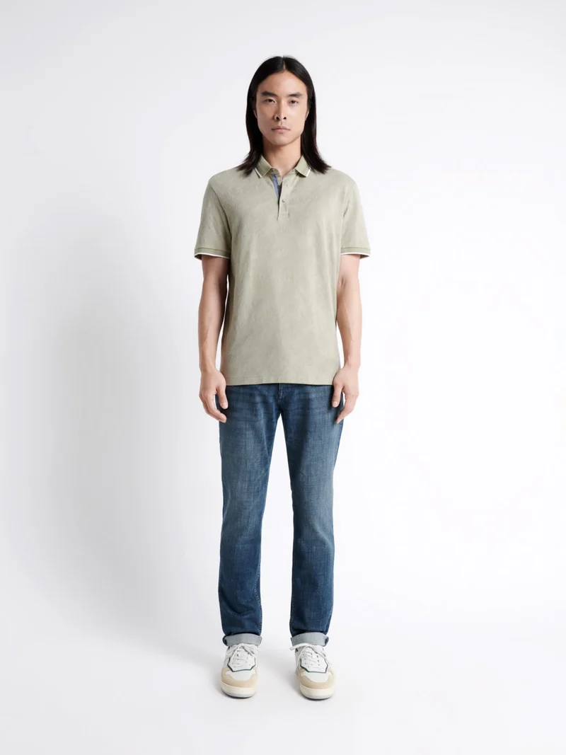 Polo manches courtes fleuri en coton