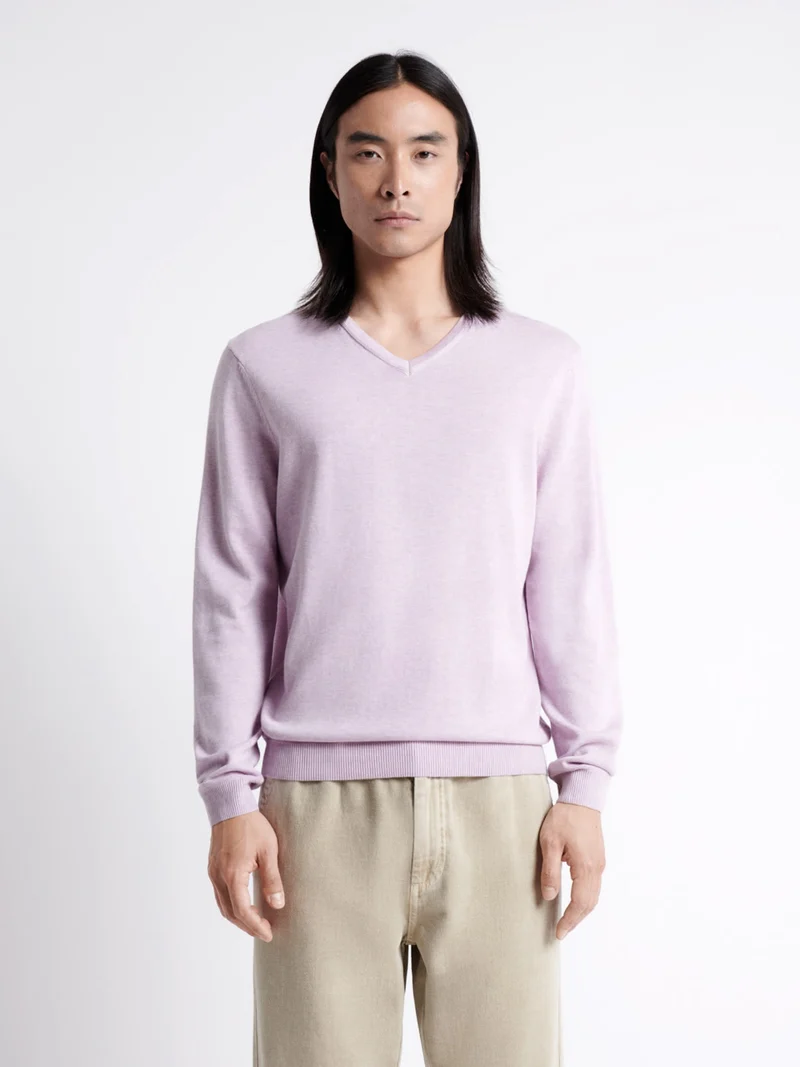 Pull col v en 100% coton bio