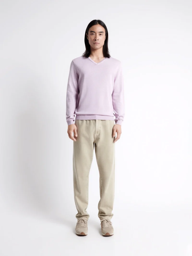 Pull col v en 100% coton bio