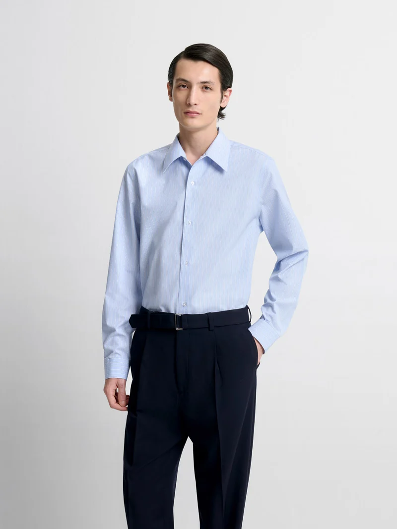Chemise slim en coton à double rayures