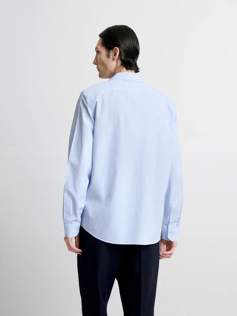 Chemise slim en coton à double rayures
