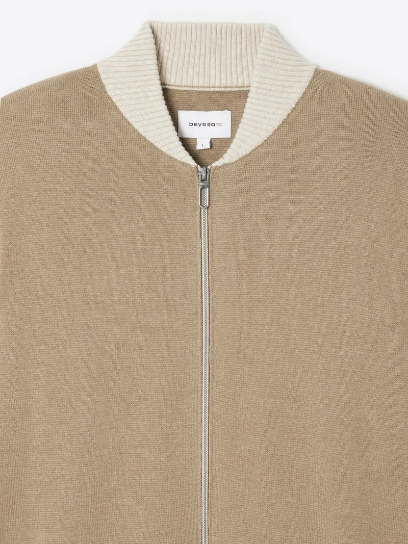 Gilet col teddy coton-cachemire bicolore