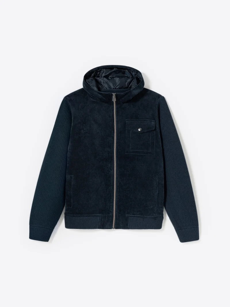 Cardigan à capuche bi-matière