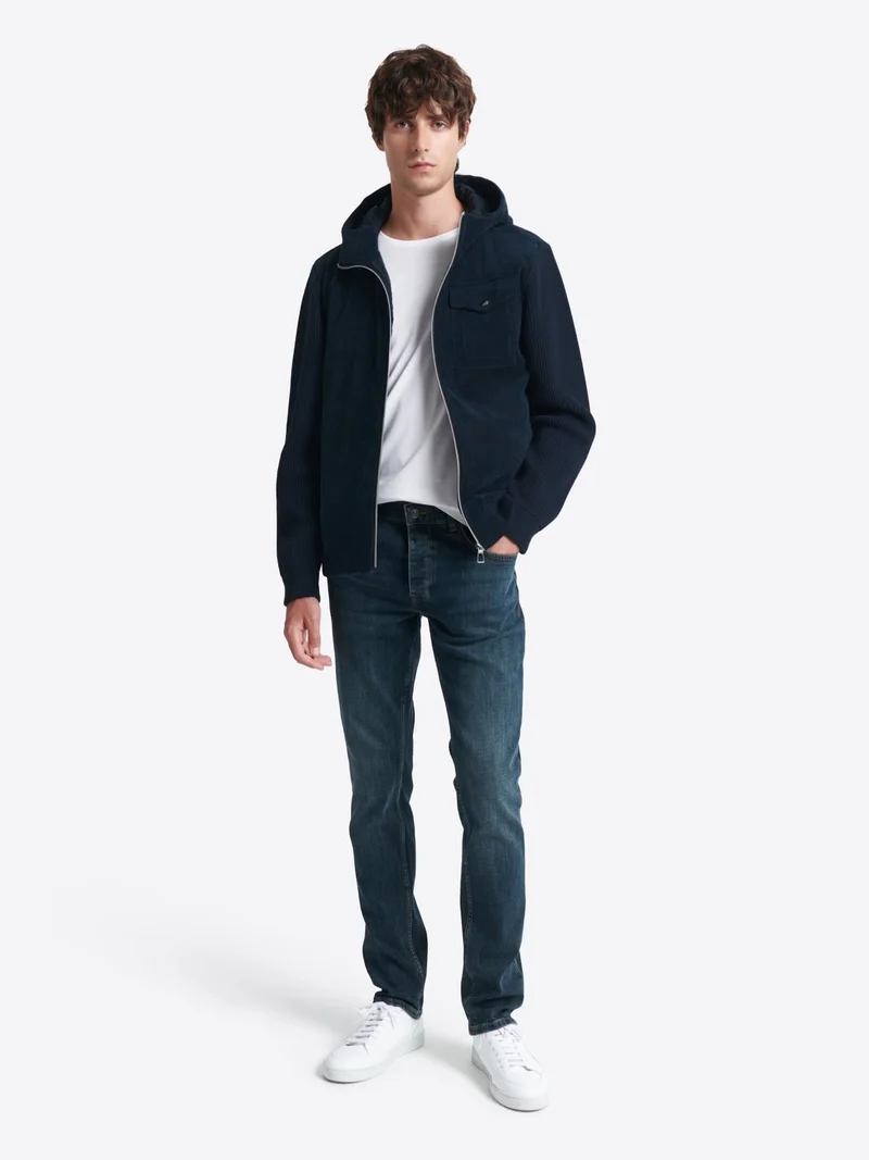 Cardigan à capuche bi-matière