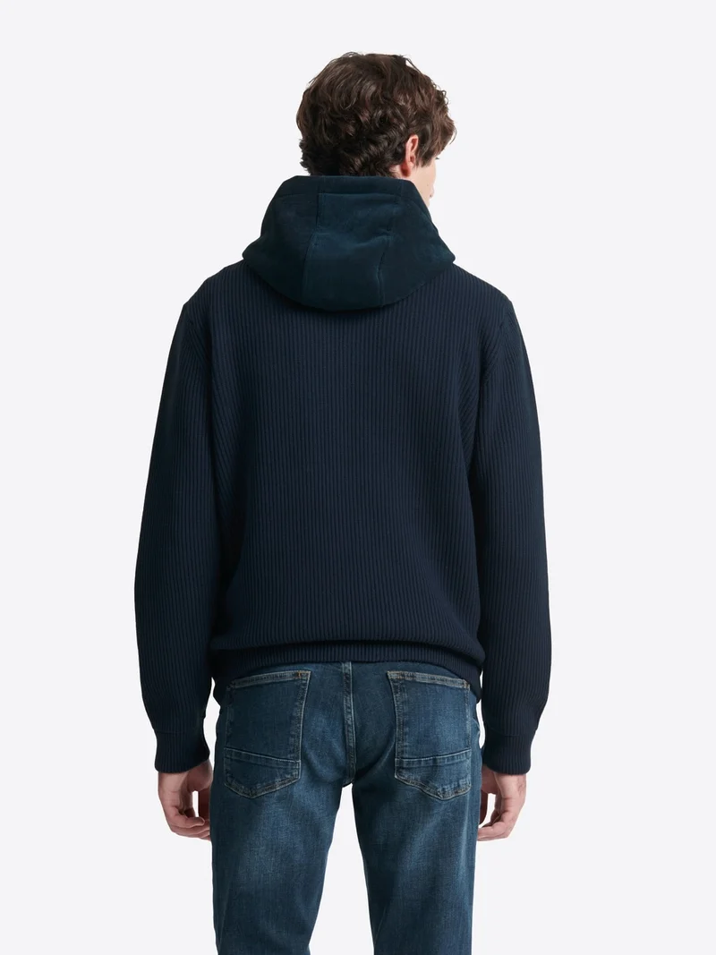 Cardigan à capuche bi-matière