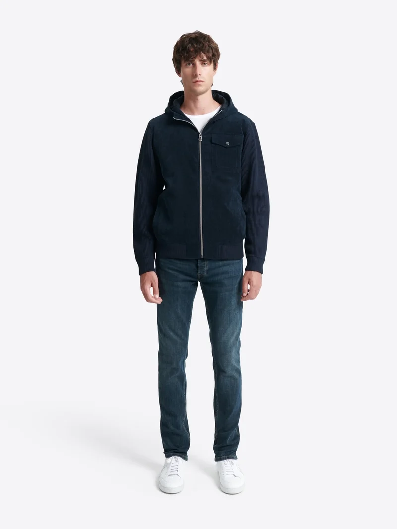 Cardigan à capuche bi-matière