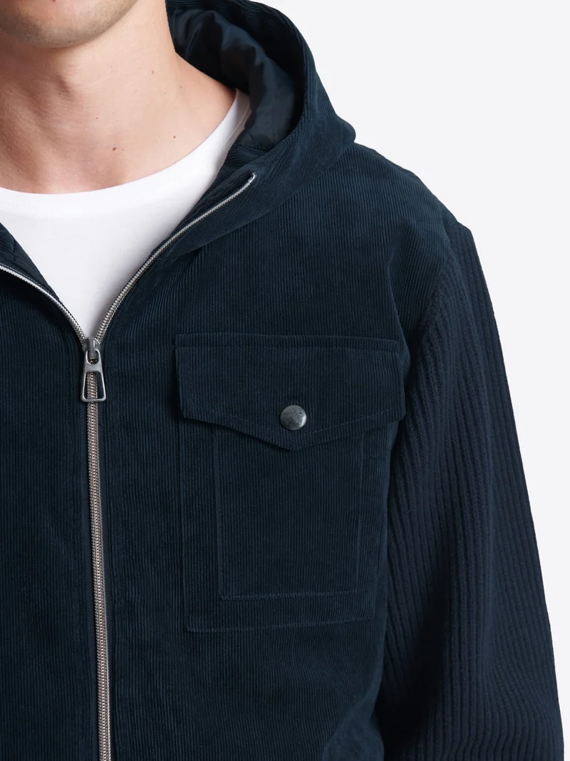 Cardigan à capuche bi-matière