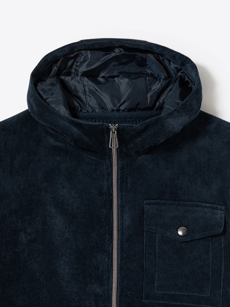 Cardigan à capuche bi-matière