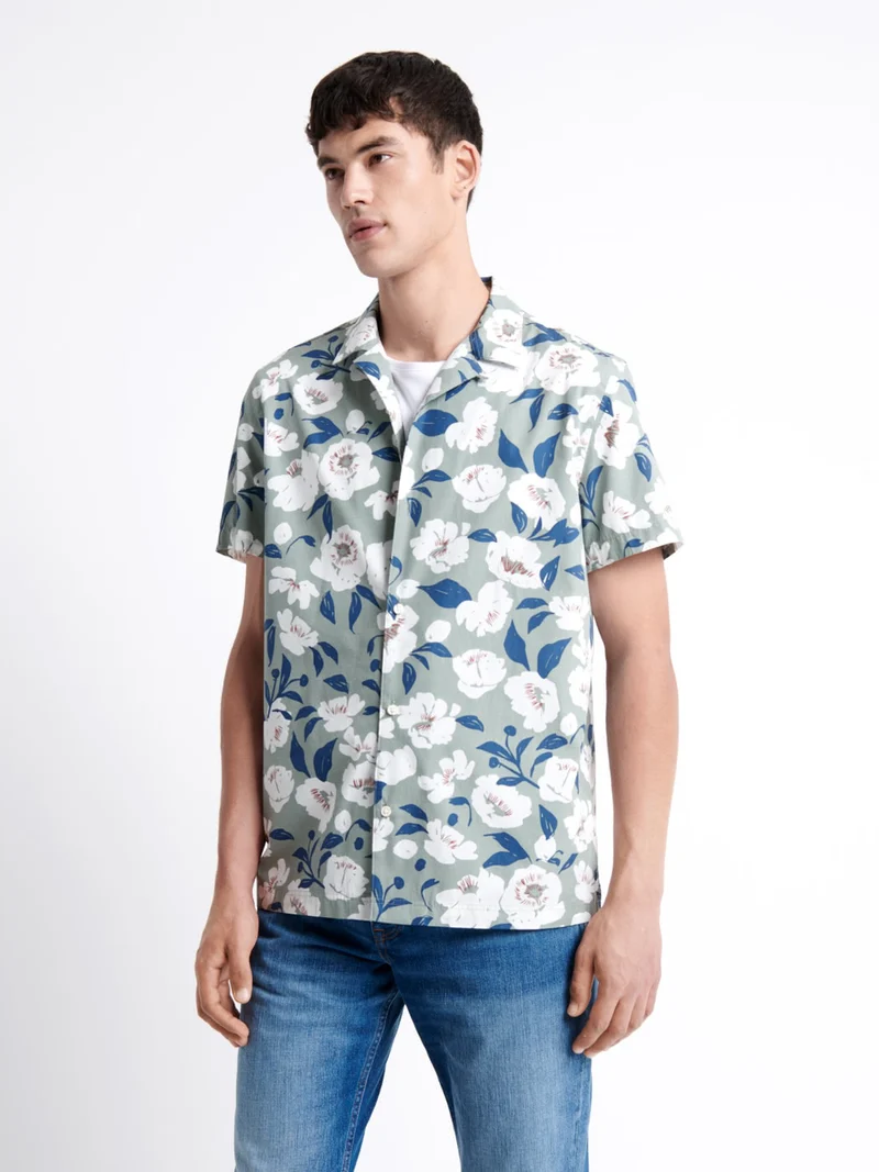 Chemise fleurie regular 100% coton