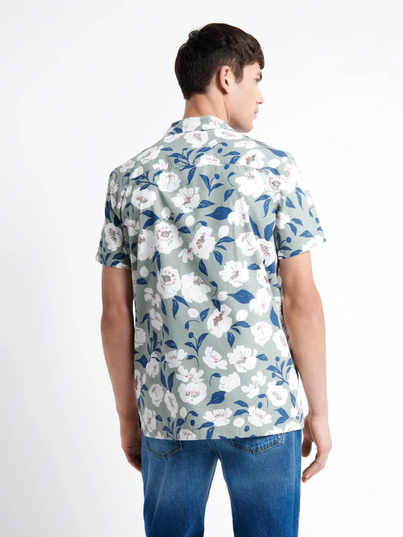 Chemise fleurie regular 100% coton