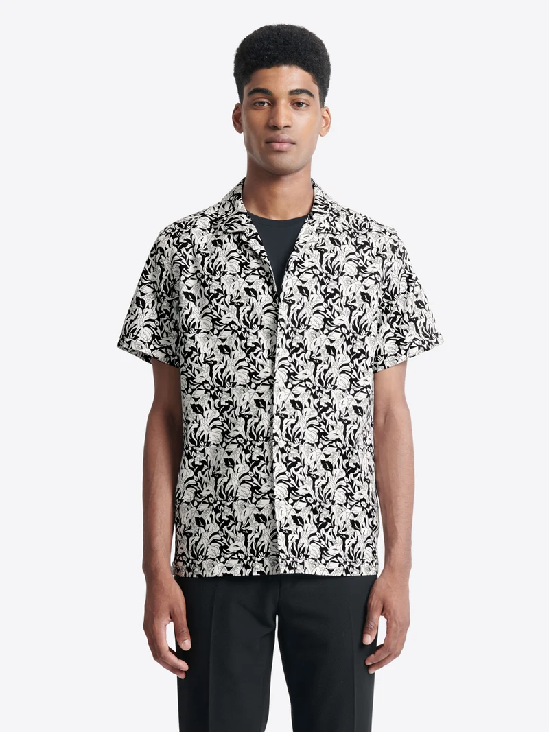 Chemise fleurie regular en coton mélangé