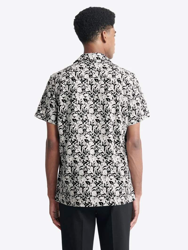 Chemise fleurie regular en coton mélangé