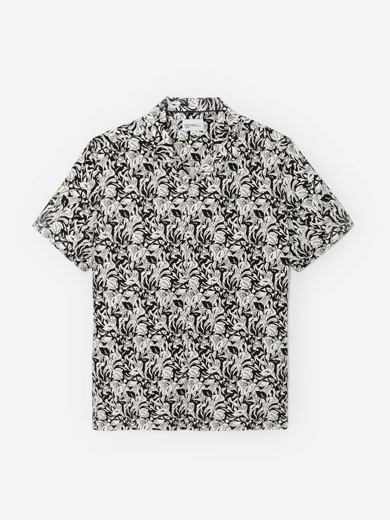 Chemise fleurie regular en coton mélangé