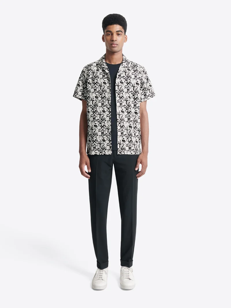 Chemise fleurie regular en coton mélangé