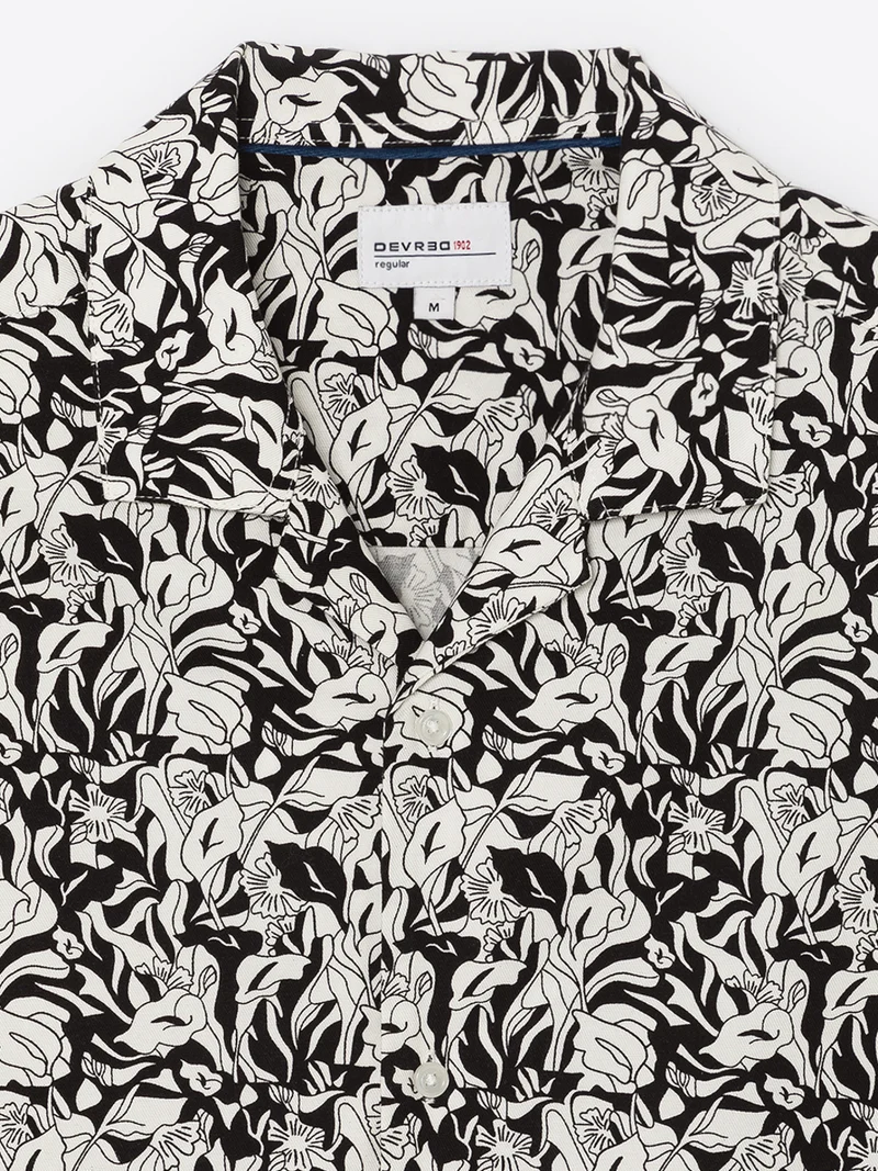 Chemise fleurie regular en coton mélangé