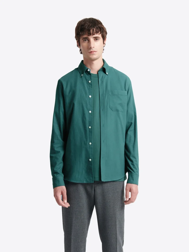 Chemise slim en coton esprit flanelle