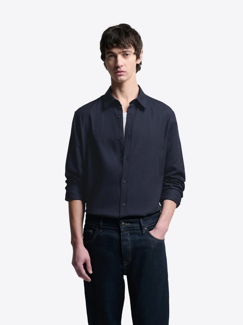 Chemise slim en seersucker