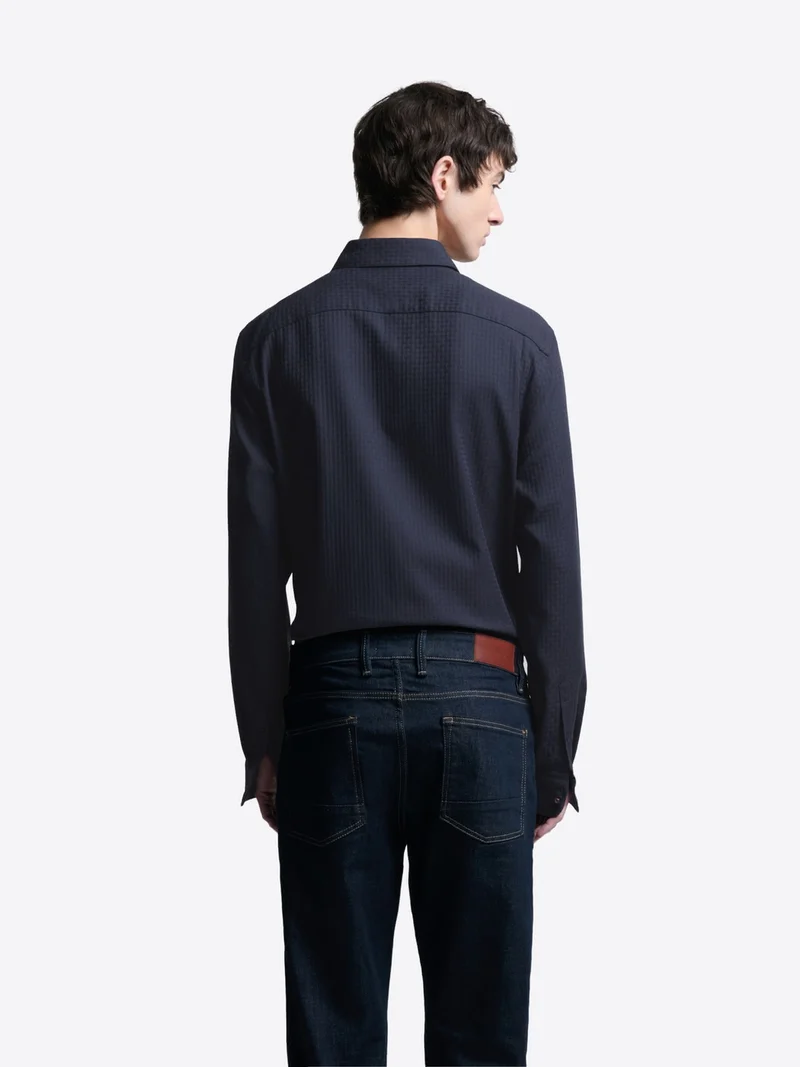 Chemise slim en seersucker