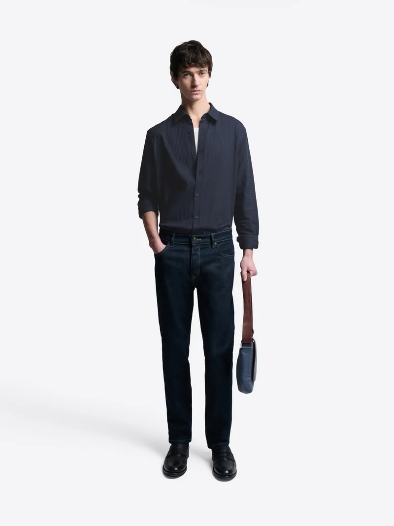 Chemise slim en seersucker