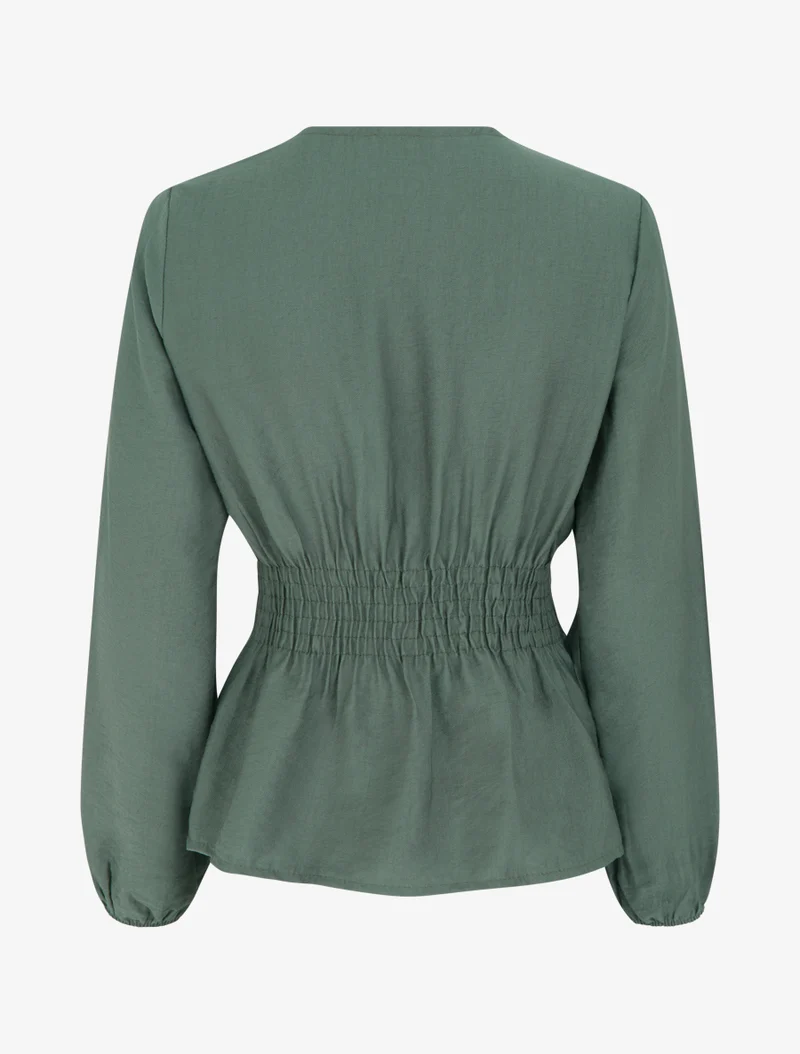 Blouse unie à col cache-coeur - Kaki foncé
