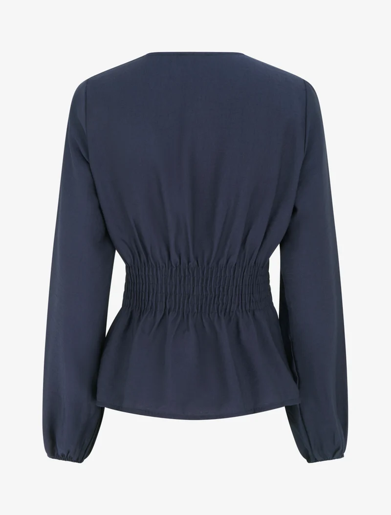 Blouse unie à col cache-coeur - Marine