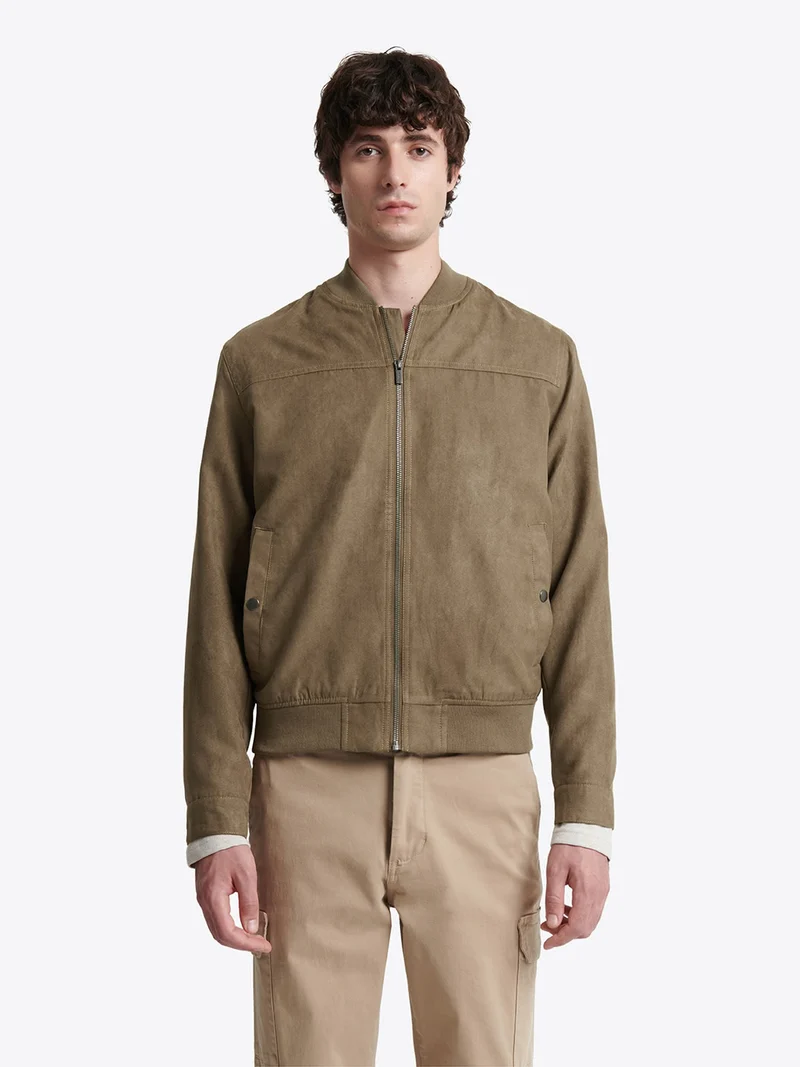 Veste casual à col teddy esprit suédine
