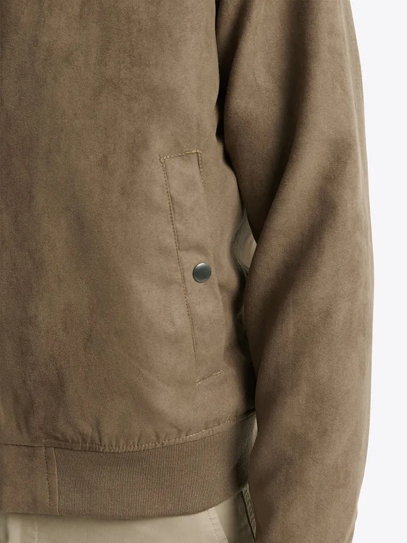 Veste casual à col teddy esprit suédine