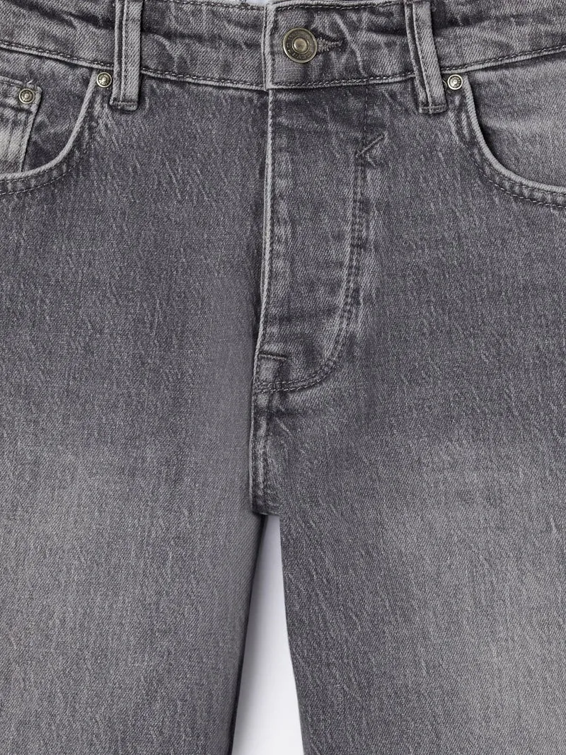 Jean denim regular en coton délavé