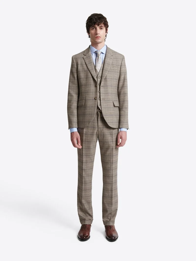 Veste de costume slim stretch à carreaux